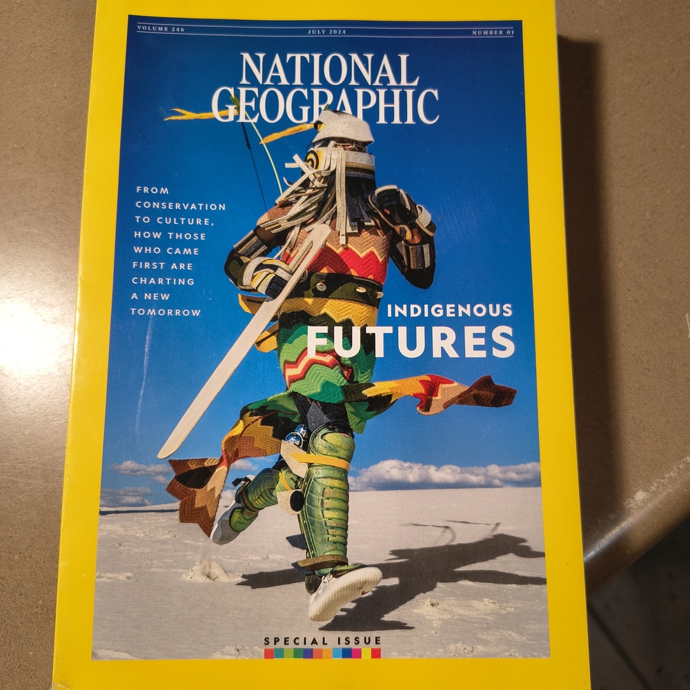 National Geographic July 2024 Edition with Blue and Yellow Accents